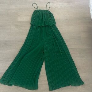 Zara green pleated jumpsuit